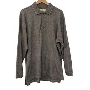 River Trader Brown Polo Shirt Thick Collared Long Sleeve Men's Shirt Sz XL